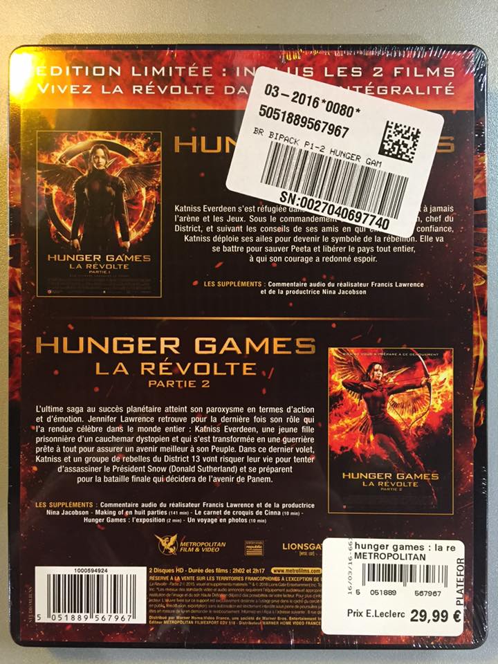Hunger Games 1 2 steelbook fr 2